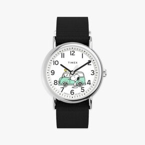 피너츠 위켄더 스누피 우드스탁 남녀공용 손목시계 38mm