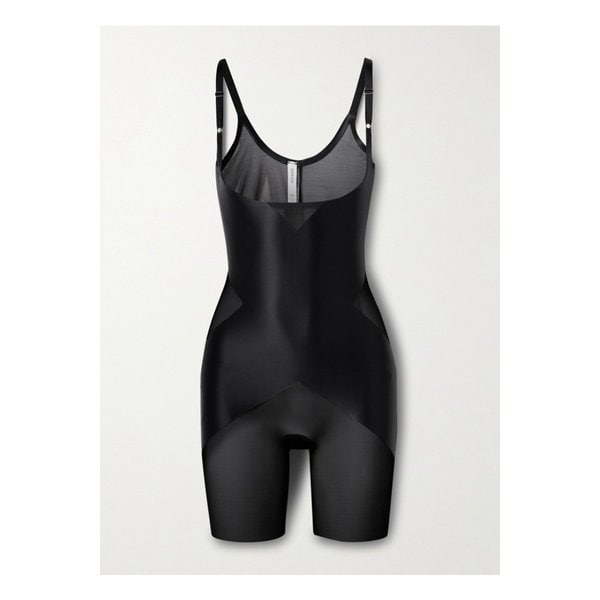 셰이핑 메시 새틴 보디스 블랙 1647597356352931