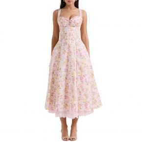 4601710 HOUSE OF CB Rosalee Floral Stretch Cotton Petticoat Dress