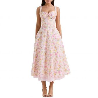 이스퀘어 4601710 HOUSE OF CB Rosalee Floral Stretch Cotton Petticoat Dress