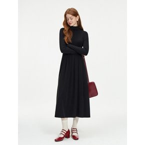 WD_High neck knit pleated dress