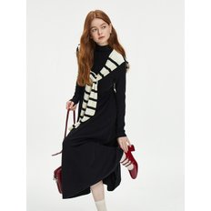 WD_High neck knit pleated dress