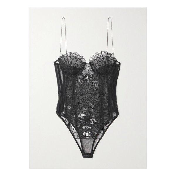 벨라로스 메시 트리밍 실크 레이스 보디스 블랙 46376663162907664