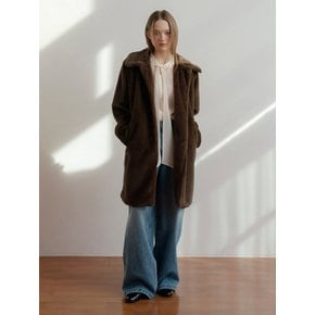 Long Fake Fur Coat_Brown