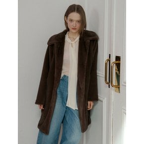 Long Fake Fur Coat_Brown