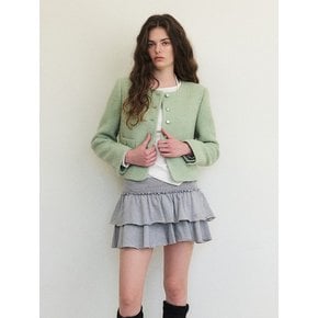 Button Pointed Tweed Jacket, Light Green