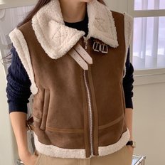 다잇템 여자 양털무스탕 덤블 2WAY 버클 FW 집업 조끼