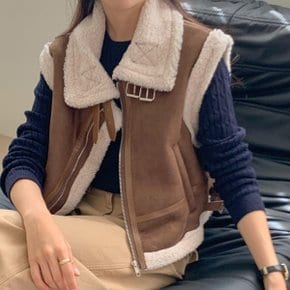 여자 양털무스탕 덤블 2WAY 버클 FW 집업 조끼