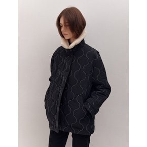 WOOL SHEARING COLLAR QUILTED JK (BLACK)