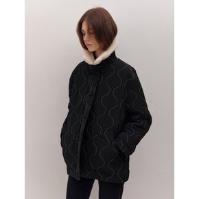 WOOL SHEARING COLLAR QUILTED JK (BLACK)