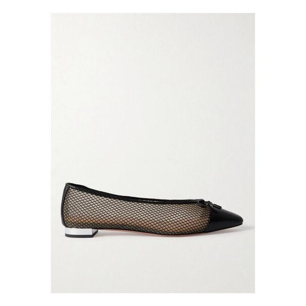 조이아 가죽 트리밍 메시 발레리나 플랫 블랙 46376663162863862