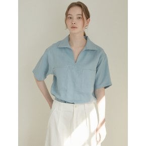 Linen short sleeve top (sky blue)