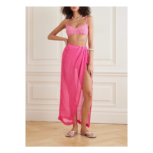 플리츠 크링클 리넨 혼방 거즈 파레오 핑크 1647597356580240