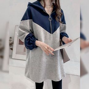 헬리 배색 반집업 롱 후디_P373280797