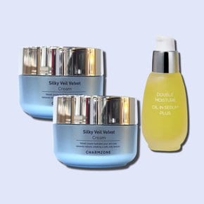참존 더촉촉 세트(실키 베일 벨벳 크림 50ml 2개+달맞이꽃 오일인 세럼 플러스50ml)
