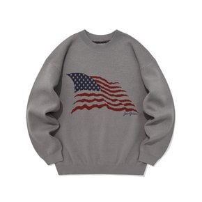 SP JAQUARD AMERICAN KNIT SWEATER-GRAY