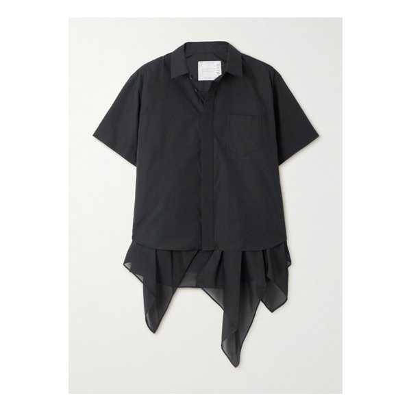 시폰 트리밍 포플린 셔츠 블랙 46376663162908254