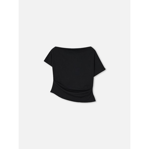 Draped short sleeve tee _ Black