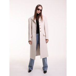 Raw-edge wool-alpaca long coat with belt