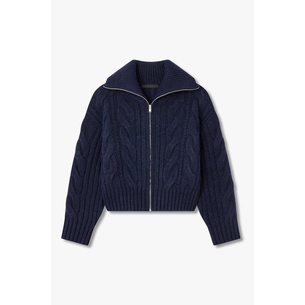 알파카 블렌드 케이블 집업 가디건 7115450Y08146