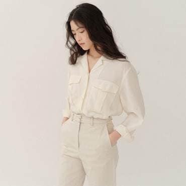 킨더살몬 Linen Collar Shirt Antique-Cream