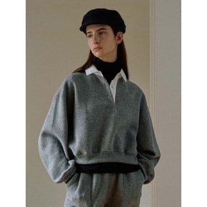 Wool Collar Color Sweatshirt_GRAY