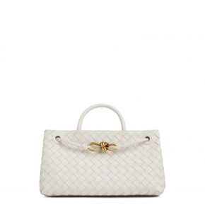 우먼 Bottega Veneta 스몰 Andiamo 이스트웨스트 레더 숄더백 크로스백 9156 White M Brass Whit