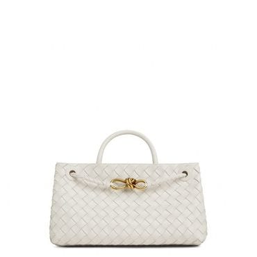 보테가베네타 우먼 Bottega Veneta 스몰 Andiamo 이스트웨스트 레더 숄더백 크로스백 9156 White M Brass Whit