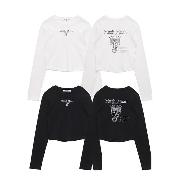 하트 스트링 리본 크롭 티셔츠 [2color]