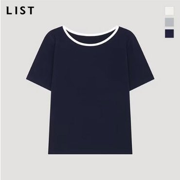 리스트 배색 라운드 티셔츠