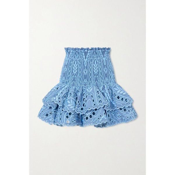 차로루이즈 네리사 티어드 셔링 브로더리 앵글레즈 코튼 블렌드 미니 스커트 46376663163011681