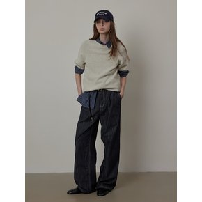 Nonfade One-tuck Stitch Denim Pants_DEEP BLUE