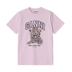 T4161 868 레오파드 로고 프린트 여성 반팔티