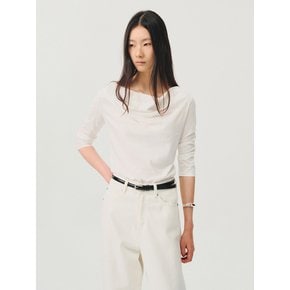 버튼 카울넥 드레이프 티셔츠 / BUTTONED COWL NECK DRAPE T-SHIRTS_3colors