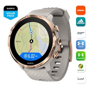 순토 SUUNTO 세븐 7 샌드스톤 로제골드 러닝용 GPS 시계 Wear OS b