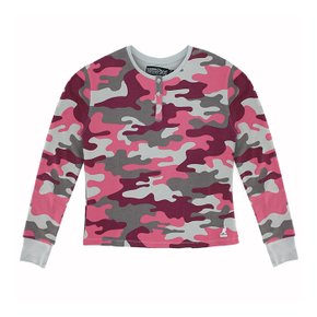 여성 와플 헨리 긴팔티셔츠 Pink Camo