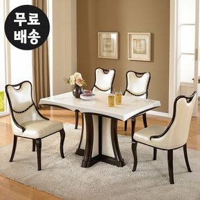 대리석 가죽 의자 고급 엔틱 4인용 주방 테이블 앤틱 인조 북유럽 식탁세트(아이보리)