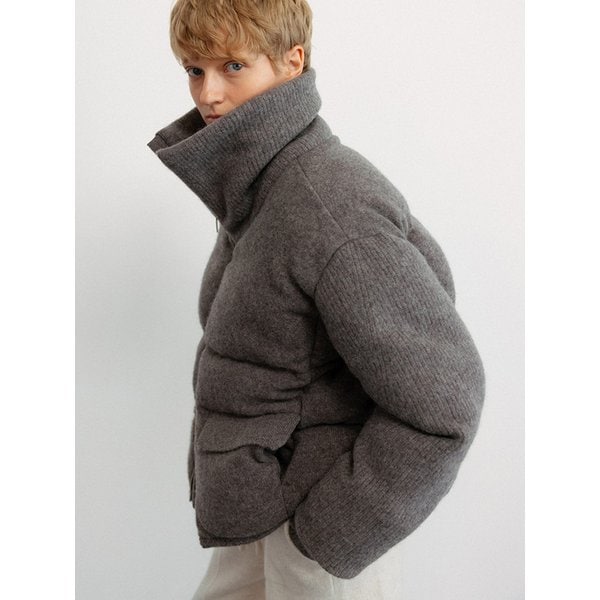 Shetland wool alpaca puffer jacket_Ash