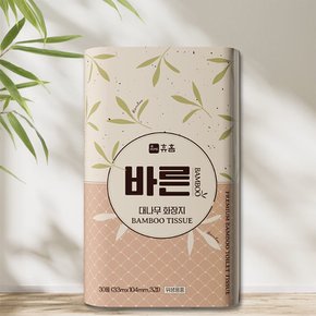 휴홈 프리미엄 바른 대나무 화장지 휴지 33m, 30롤, 1팩
