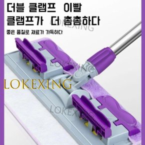 37cm 대형 패널클램프 플랫 걸레 프리 스핀 습식 및 건식 사용 길이 조절 가능 360 회전 유연회전 딥클