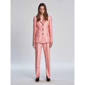 SINGLE BREASTED SILK JACKET (PINK)