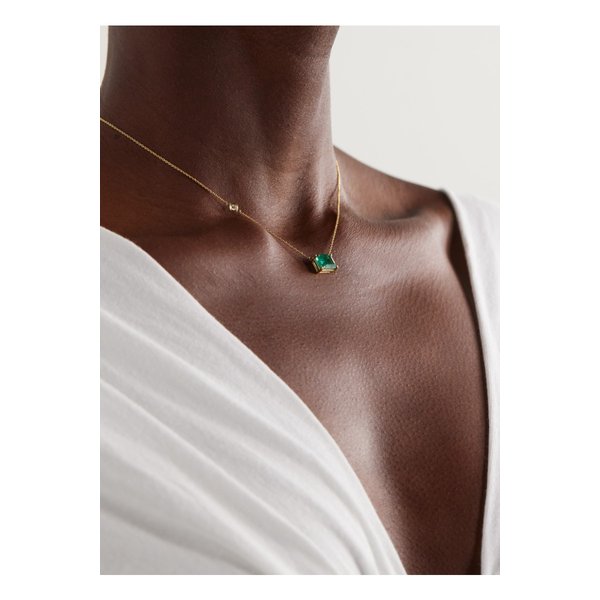 셰이 주얼리 18k 골드 에메랄드 다이아몬드 네크리스 그린 1647597330433913