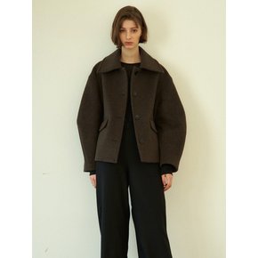 balloon half coat (dark brown)