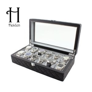 하이덴 하이덴 프리미어 12구 시계보관함 HDbox002-Diamond 명품 시계보관함 12구 Black leather 다이아몬드모양 스티치