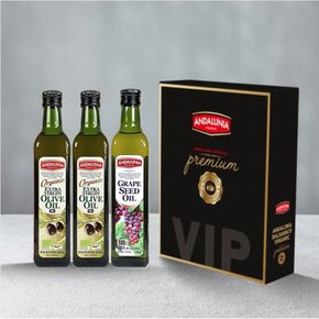 안달루니아 유기농 엑스트라버진 올리브유 2P+포도씨유1P 500ml 3P 선물세트