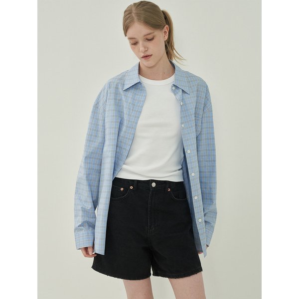 베이직 박스셔츠-Check sky blue