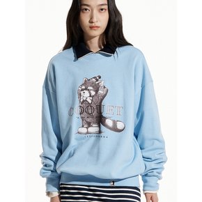 CARTOON DRAWING LESSER PANDA SWEATSHIRT [OVER-FIT] BABYBLUE