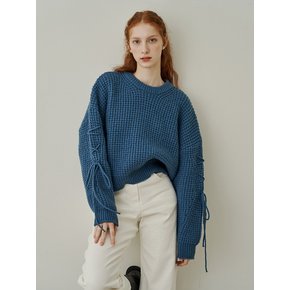 Waffle side ribbon knit - blue