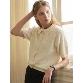 Crochet Collar Cardigan - Ivory