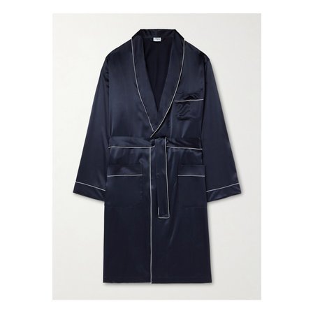 ZIMMERLI 짐멀리 벨트 실크 새틴 가운 블루 46376663162964991